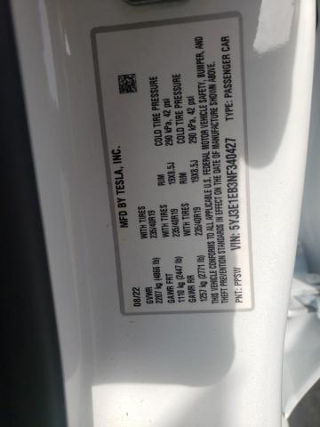 Photo 10 from auction – 2022 TESLA MODEL 3 with VIN 5YJ3E1EB3NF340427
