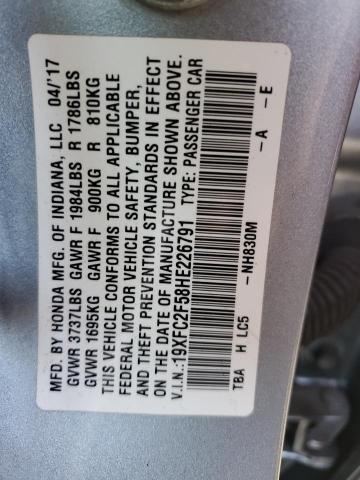 Photo 10 from auction – 2017 HONDA CIVIC LX with VIN 19XFC2F58HE226791