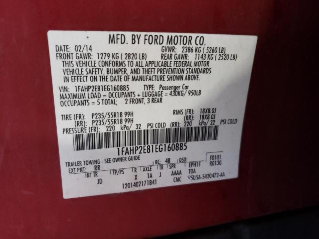 Photo 10 from auction – 2014 FORD TAURUS SEL with VIN 1FAHP2E81EG160885