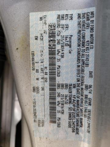 Photo 10 from auction – 2014 FORD FOCUS SE with VIN 1FADP3F22EL347056