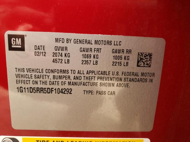 Photo 10 from auction – 2013 CHEVROLET MALIBU 1LT with VIN 1G11D5RR5DF104292