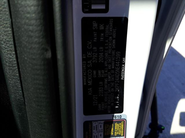 Photo 10 from auction – 2022 KIA FORTE FE with VIN 3KPF24AD5NE441599