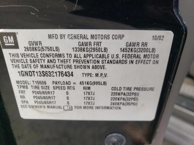 Photo 10 from auction – 2003 CHEVROLET TRAILBLAZE with VIN 1GNDT13S632176434