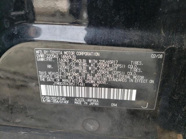 Photo 10 from auction – 2008 TOYOTA RAV4 with VIN JTMBD35V385171441