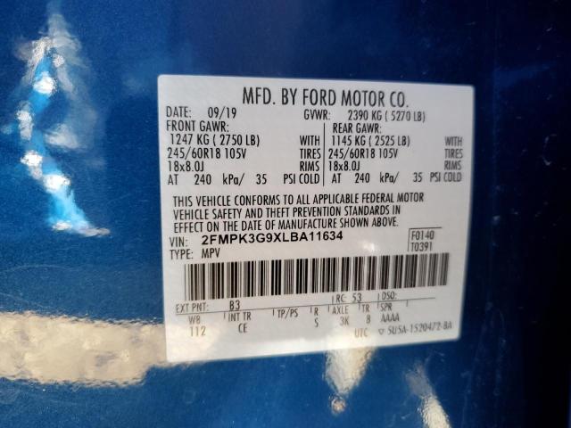 Photo 10 from auction – 2020 FORD EDGE SE with VIN 2FMPK3G9XLBA11634
