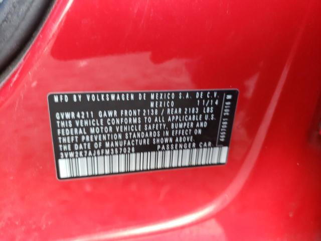 Photo 10 from auction – 2015 VOLKSWAGEN JETTA BASE with VIN 3VW2K7AJ6FM357026