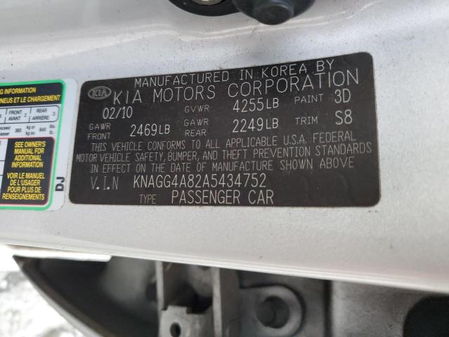 Photo 10 from auction – 2010 KIA OPTIMA LX with VIN KNAGG4A82A5434752