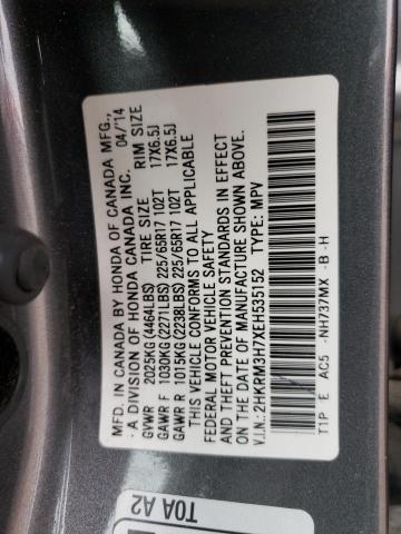 Photo 10 from auction – 2014 HONDA CR-V EXL with VIN 2HKRM3H7XEH535152