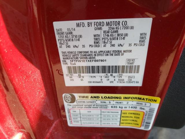 Photo 10 from auction – 2014 FORD F150 SUPER with VIN 1FTFW1ETXEFB97801