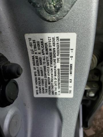 Photo 10 from auction – 2012 HONDA CIVIC EX with VIN 19XFB2F88CE048449