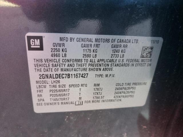 Photo 10 from auction – 2011 CHEVROLET EQUINOX LT with VIN 2GNALDEC7B1167427