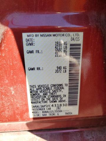 Photo 10 from auction – 2015 NISSAN ALTIMA 2.5 with VIN 1N4AL3AP5FC431830