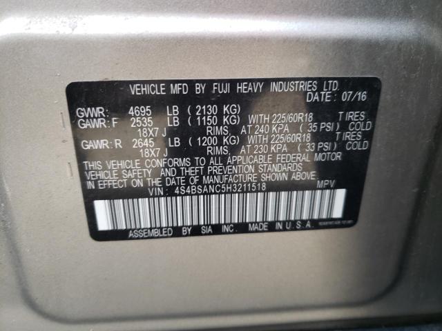 Photo 10 from auction – 2017 SUBARU OUTBACK 2. with VIN 4S4BSANC5H3211518