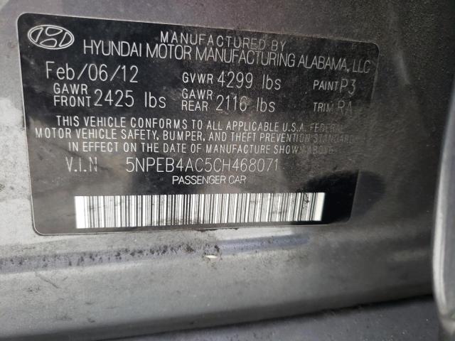 Photo 10 from auction – 2012 HYUNDAI SONATA GLS with VIN 5NPEB4AC5CH468071