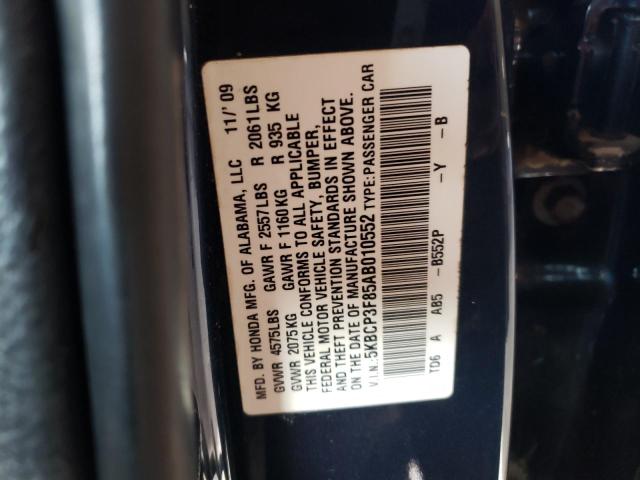 Photo 10 from auction – 2010 HONDA ACCORD EXL with VIN 5KBCP3F85AB010552