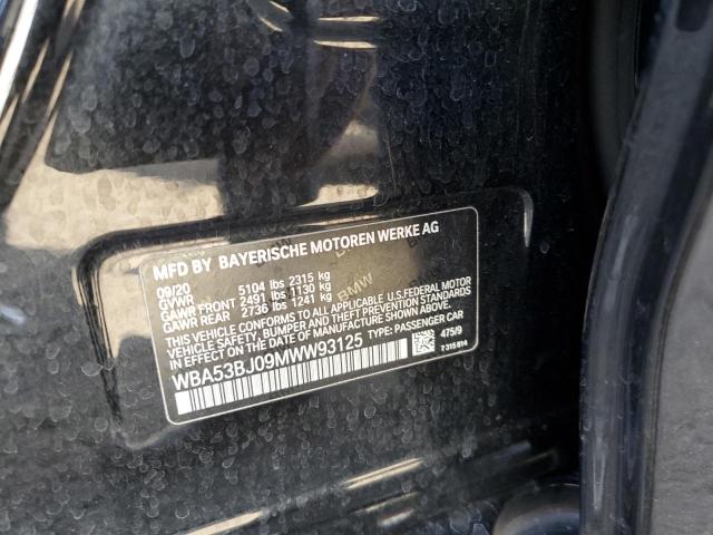Photo 10 from auction – 2021 BMW 540 I with VIN WBA53BJ09MWW93125