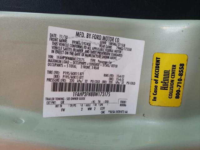 Photo 10 from auction – 2011 FORD FOCUS SE with VIN 1FAHP3FN8BW173175