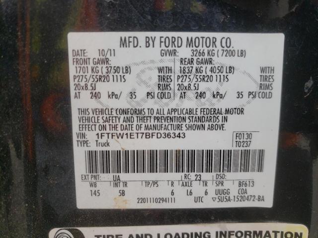 Photo 10 from auction – 2011 FORD F150 SUPER with VIN 1FTFW1ET7BFD36343