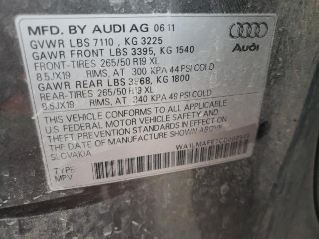 Photo 10 from auction – 2012 AUDI Q7 PREMIUM with VIN WA1LMAFE7CD000949
