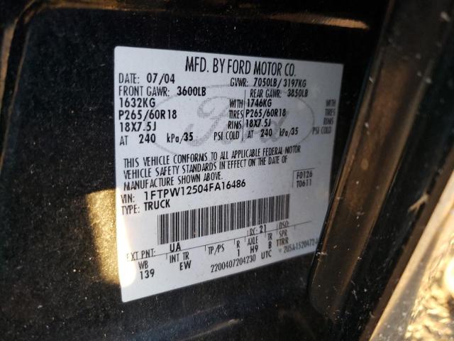Photo 10 from auction – 2004 FORD F150 SUPER with VIN 1FTPW12504FA16486