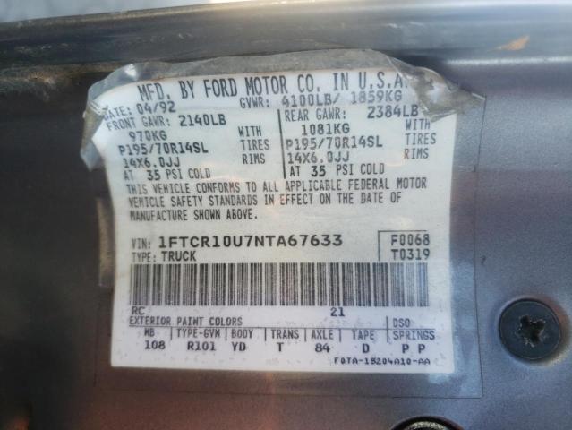 Photo 10 from auction – 1992 FORD RANGER with VIN 1FTCR10U7NTA67633