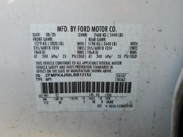 Photo 10 from auction – 2020 FORD EDGE SEL with VIN 2FMPK4J90LBB13152
