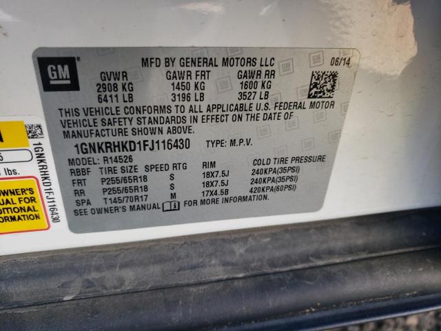 Photo 10 from auction – 2015 CHEVROLET TRAVERSE L with VIN 1GNKRHKD1FJ116430