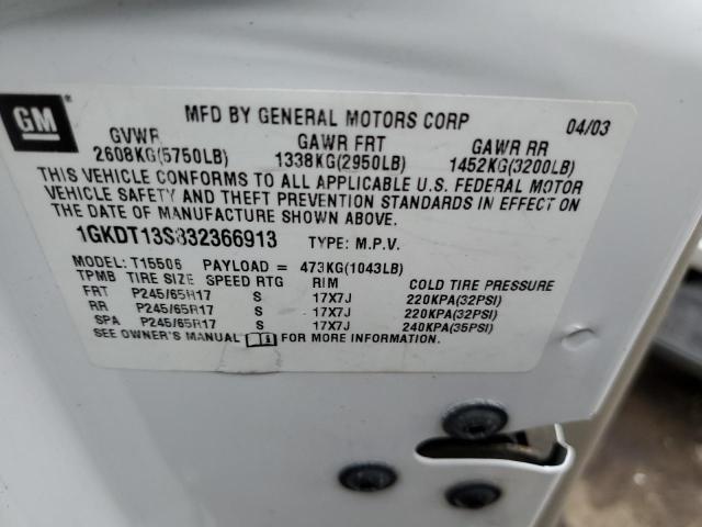Photo 10 from auction – 2003 GMC ENVOY with VIN 1GKDT13S832366913