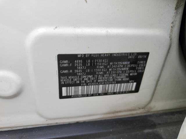 Photo 10 from auction – 2015 SUBARU OUTBACK 2. with VIN 4S4BSAJCXF3227149
