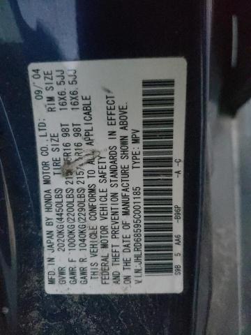 Photo 10 from auction – 2005 HONDA CR-V LX with VIN JHLRD68595C001185