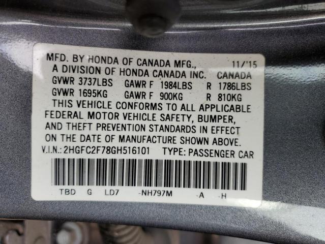 Photo 10 from auction – 2016 HONDA CIVIC EX with VIN 2HGFC2F78GH516101
