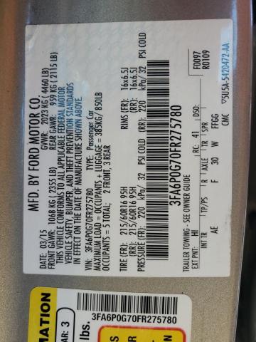 Photo 10 from auction – 2015 FORD FUSION S with VIN 3FA6P0G70FR275780