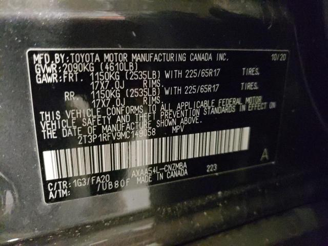 Photo 10 from auction – 2021 TOYOTA RAV4 XLE with VIN 2T3P1RFV9MC149058