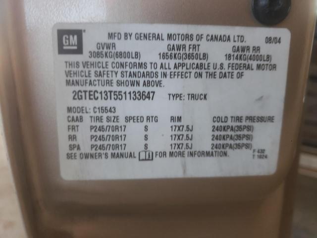 Photo 10 from auction – 2005 GMC NEW SIERRA with VIN 2GTEC13T551133647