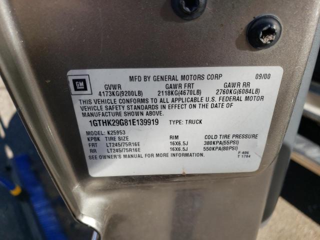 Photo 10 from auction – 2001 GMC SIERRA K25 with VIN 1GTHK29G81E139919