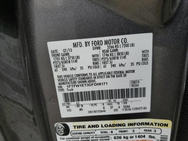Zdjęcie 10 z aukcji – 2013 FORD F150 SUPER z VIN 1FTFW1ET3DFD08171
