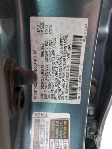 Photo 10 from auction – 2016 HONDA CR-V EX with VIN 5J6RM4H58GL031230