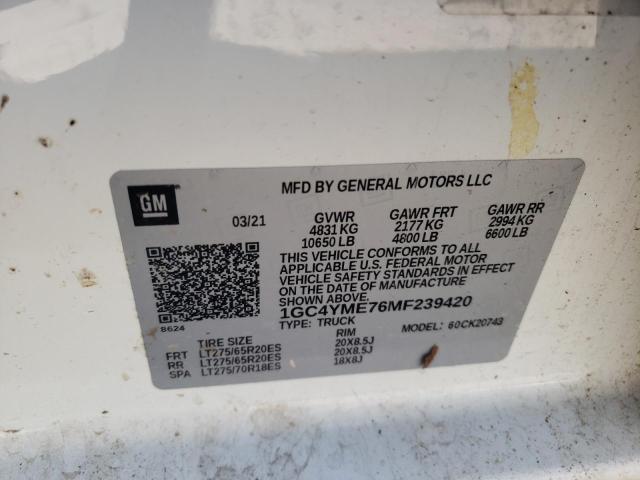 Photo 10 from auction – 2021 CHEVROLET silverado with VIN 1GC4YME76MF239420