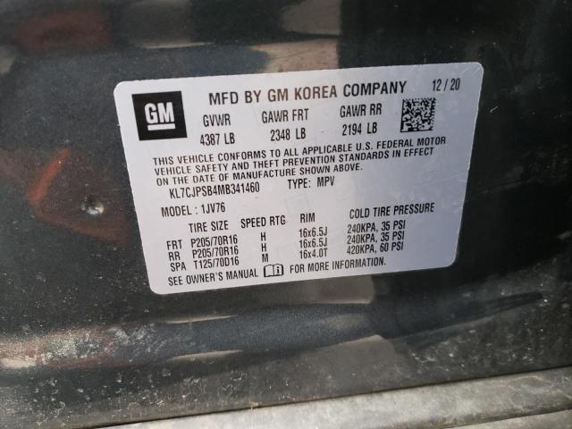 Photo 10 from auction – 2021 CHEVROLET TRAX 1LT with VIN KL7CJPSB4MB341460