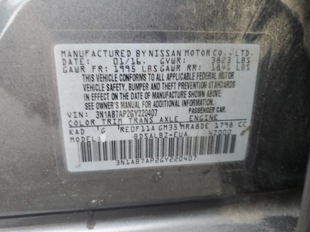 Photo 10 from auction – 2016 NISSAN SENTRA S with VIN 3N1AB7AP2GY220407