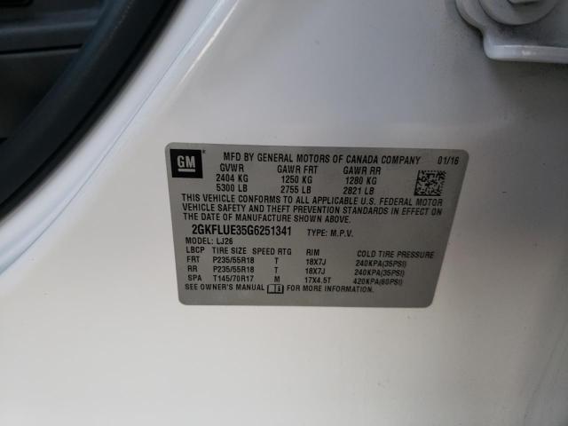 Photo 10 from auction – 2016 GMC TERRAIN SL with VIN 2GKFLUE35G6251341
