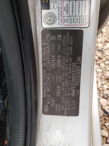 Photo 10 from auction – 2008 KIA SPECTRA EX with VIN KNAFE121X85532195