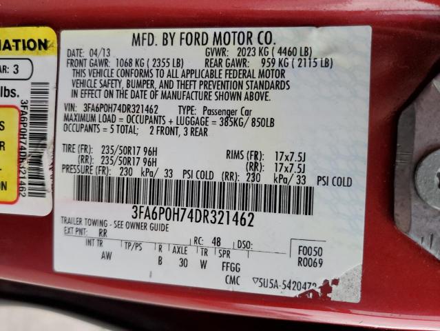 Photo 10 from auction – 2013 FORD FUSION SE with VIN 3FA6P0H74DR321462