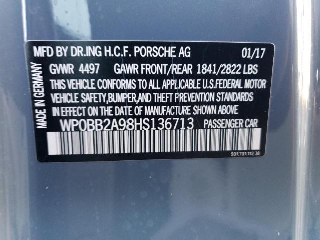 Photo 10 from auction – 2017 PORSCHE 911 TARGA with VIN WP0BB2A98HS136713