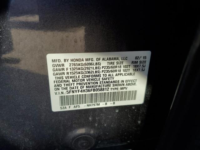 Photo 10 from auction – 2015 HONDA PILOT SE with VIN 5FNYF4H36FB058812