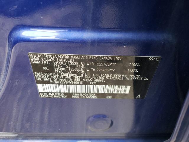 Photo 10 from auction – 2015 TOYOTA RAV4 LE with VIN 2T3BFREV9FW340915