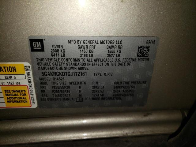 Photo 10 from auction – 2016 BUICK ENCLAVE with VIN 5GAKRCKD7GJ172161