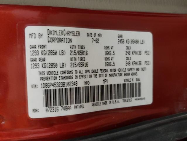 Photo 10 from auction – 2003 DODGE CARAVAN SP with VIN 1D8GP45323B102348