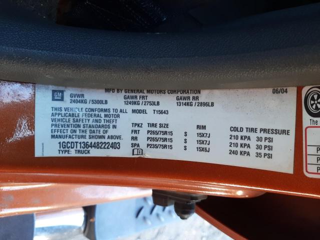 Photo 10 from auction – 2004 CHEVROLET COLORADO with VIN 1GCDT136448222403