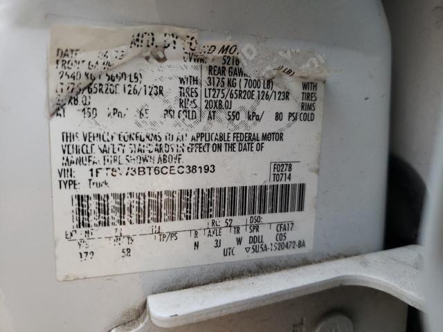 Photo 10 from auction – 2012 FORD F350 SUPER with VIN 1FT8W3BT6CEC38193